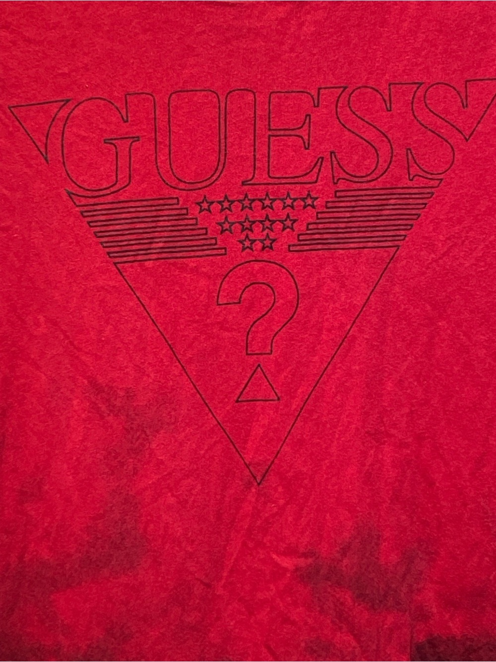 GUESS Red and Black Tie-Dye Logo Tee - Picture 2 of 5